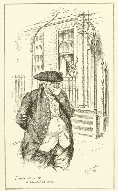 チャールズ・ラムの「The Essays of Elia」の挿絵（彫刻）。 作： Charles Edmund Brock