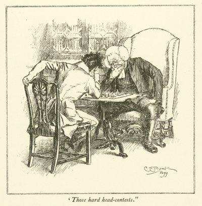 チャールズ・ラムの「The Essays of Elia」の挿絵（彫刻）。 作： Charles Edmund Brock