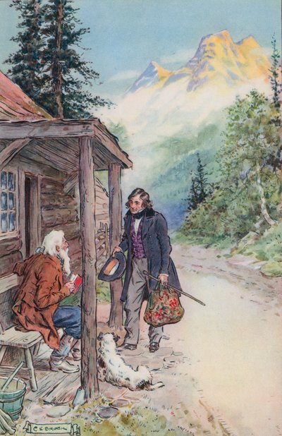 ナサニエル・ホーソーンによるグレートストーンフェイスのイラスト 作： Charles Edmund Brock