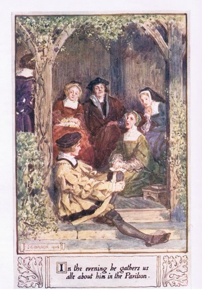 夕方、彼はパビリオンで彼について私たちすべてを集めます 作： Charles Edmund Brock