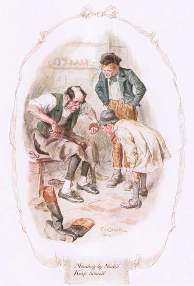 メアリーラッセルミットフォードの「私たちの村」からの「マスターキープ自身による修復」 作： Charles Edmund Brock