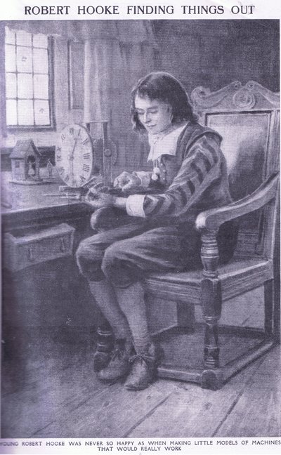 物事を見つけるロバートフック 作： Charles Edmund Brock