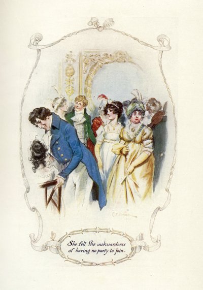 彼女は参加するパーティーがないというぎこちなさを感じました、1907（イラスト） 作： Charles Edmund Brock