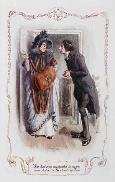 彼女は 2 階のクローゼットにいくつかの棚を提案するように勧めさえしていました。 作： Charles Edmund Brock