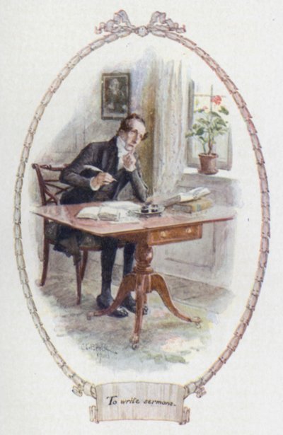 説教を書くために（カラーリトグラフ 作： Charles Edmund Brock