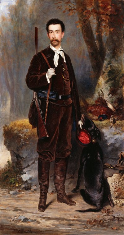 犬を持つ狩人、1876 作： Charles Edouard Boutibonne