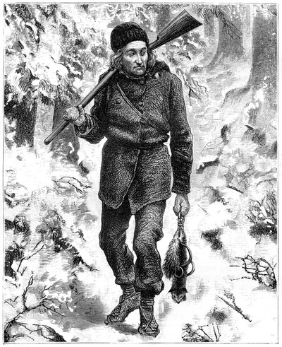 カナダの罠猟師、19世紀。 作： Charles Edouard Delort