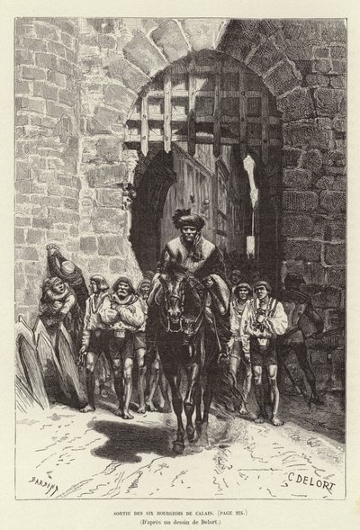 Sortie des six Bourgeois de Calais.カレーの6人のブルジョアが町を去る様子 作： Charles Edouard Delort