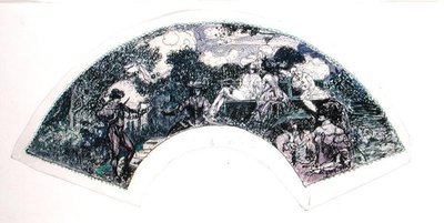 扇子のデザイン（紙にペンとインク、水彩画 作： Charles Edward Conder