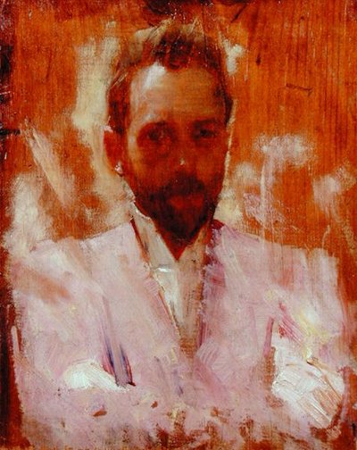 画家アーネスト・アーサー・ストリートン卿（1867-1943）の肖像（パネルに油彩） 作： Charles Edward Conder
