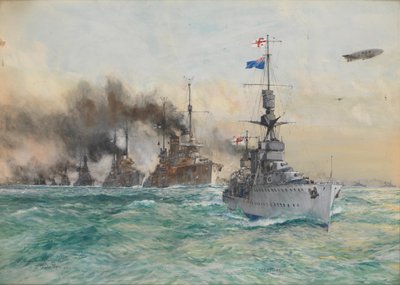 ドイツ艦隊を降伏に導くHMS「カーディフ 作： Charles Edward Dixon