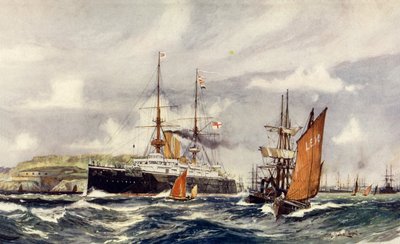 HMSがプリマスサウンドで手ごわい 作： Charles Edward Dixon