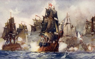 ロドニーの手ごわいブレイキングライン、1782 作： Charles Edward Dixon