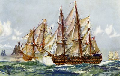 トラファルガー、1805年後のデュグアイトルアン（Implacable）の撮影 作： Charles Edward Dixon