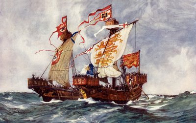 最初の女王の最初の戦い、1225 作： Charles Edward Dixon