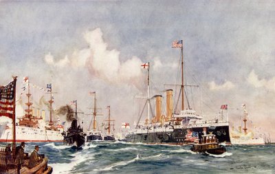 バーハーバーの旗艦クレセント、1900 作： Charles Edward Dixon