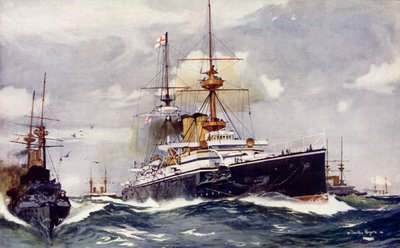 マジェスティック。海軍中隊の旗艦、1901 作： Charles Edward Dixon