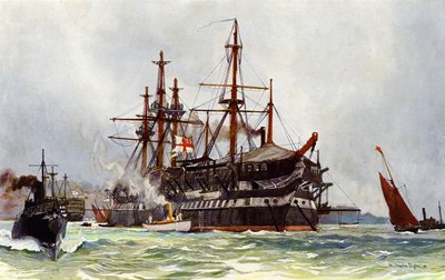 1901年デボンポートでの古い難破（デュグアイトルアン） 作： Charles Edward Dixon