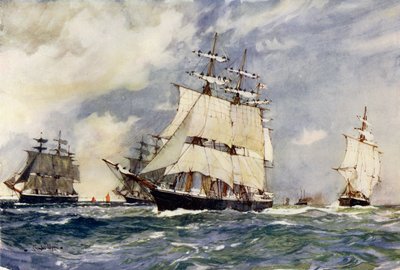 セーリングトレーニング中隊、1899年 作： Charles Edward Dixon