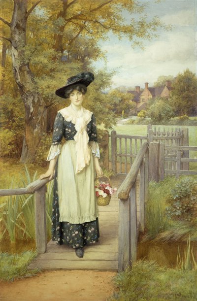 カントリービューティー（紙にガッシュを塗った鉛筆の上にw - c） 作： Charles Edward Wilson