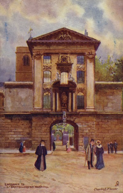 ロンドンのセントバーソロミュー病院への入り口 作： Charles Edwin Flower