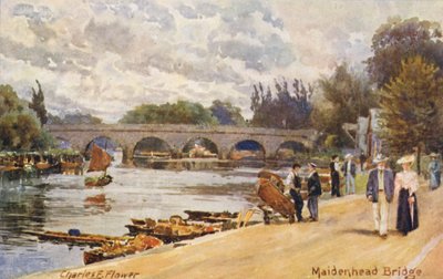 テムズ川メイデンヘッド橋（カラーリトグラフ） 作： Charles Edwin Flower