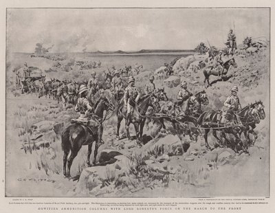 前線の行進におけるロバート卿の力を備えた榴弾砲の弾薬柱 作： Charles Edwin Fripp