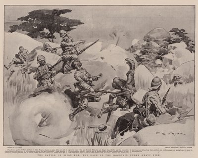スピオンコップの戦い、山火事の下のダッシュ 作： Charles Edwin Fripp