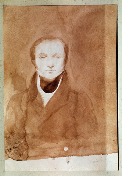 プロスペル・メリミー（1803-1870）フランスの作家の肖像。シャルル・エミール・カランド・ド・シャンマルタンによるデッサン、1840-1850年頃。水彩画。コンピエーニュ城 作： Charles Emile Callande de Champmartin