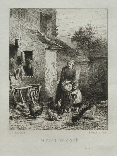 庭の隅 作： Charles Emile Jacque