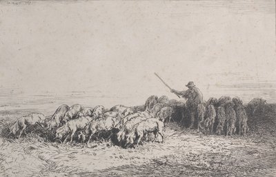 豚の群れ、1850年。 作： Charles Emile Jacque