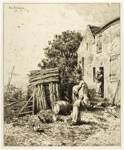 素朴な住居 作： Charles Emile Jacque