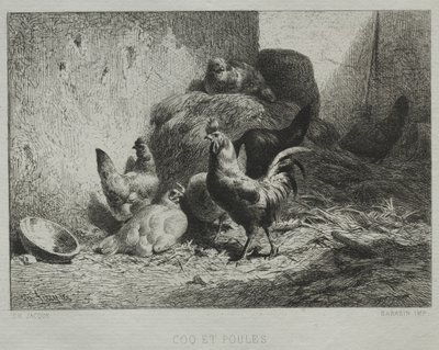 コックと鶏 作： Charles Emile Jacque