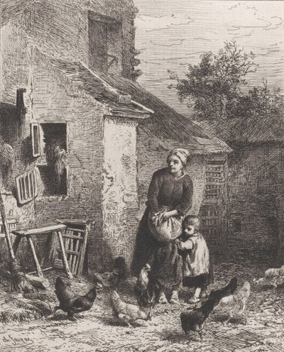 中庭の隅、1864年。 作： Charles Emile Jacque