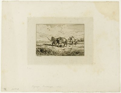 橋を渡る 作： Charles Emile Jacque
