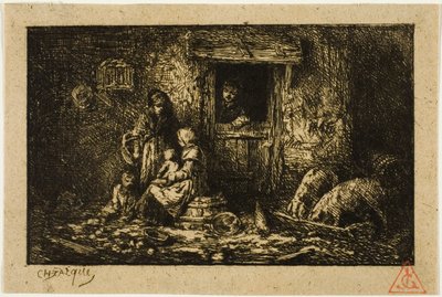 農家の出入り口 作： Charles Emile Jacque