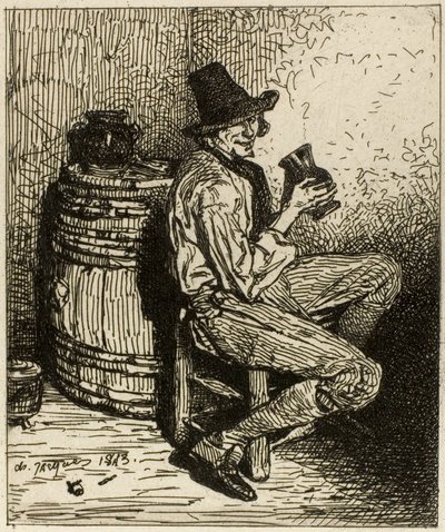 酒飲み 作： Charles Emile Jacque