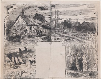 素朴な主題のアルバム、1859年から2月。 作： Charles Emile Jacque