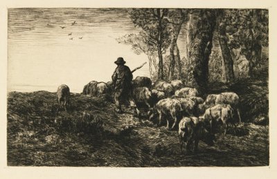 豚の群れと豚飼い 作： Charles Emile Jacque