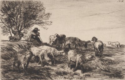 羊の群れ、1864年。 作： Charles Emile Jacque