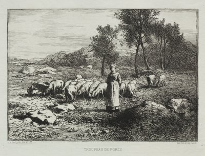豚の群れ 作： Charles Emile Jacque