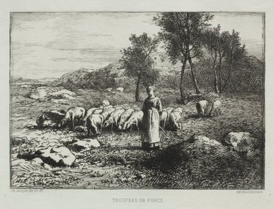 豚の群れ、1868年。 作： Charles Emile Jacque