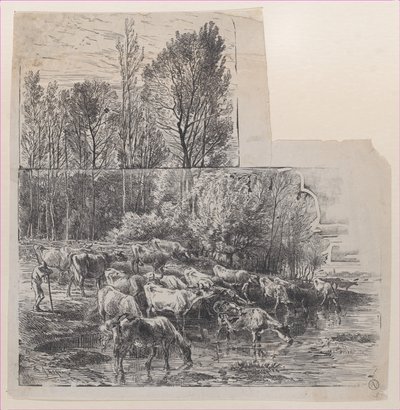カリフォルニア州フォードの牧夫と牛。 1850年。 作： Charles Emile Jacque