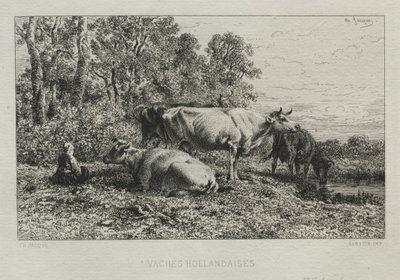 オランダ牛。 作： Charles Emile Jacque