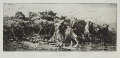LAbreuvoir、1866。 作： Charles Emile Jacque