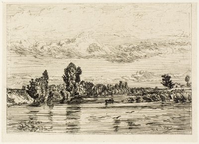 アニエール近郊の風景 作： Charles Emile Jacque