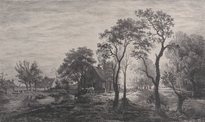 1862 年にエグロン ファン デル ネールが描いた風景画。 作： Charles Emile Jacque