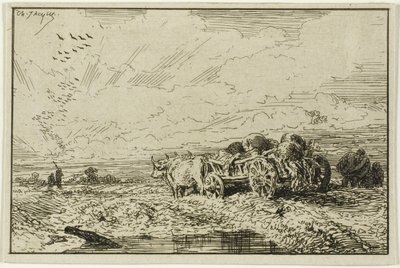 牛車のある風景 作： Charles Emile Jacque