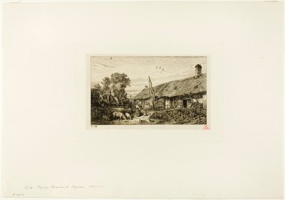 農民の家のある風景 作： Charles Emile Jacque