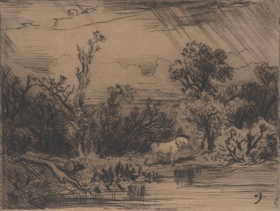 雷雨のある風景、1848年。 作： Charles Emile Jacque